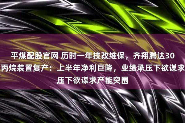 平煤配股官网 历时一年技改维保,齐翔腾达30万吨环氧丙烷装置复产:上半年净利巨降,业绩承压下欲谋求产能突围